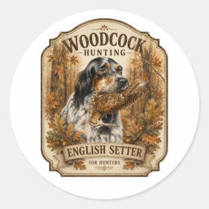Engelse Setter, houtsnip jagen Ronde Sticker