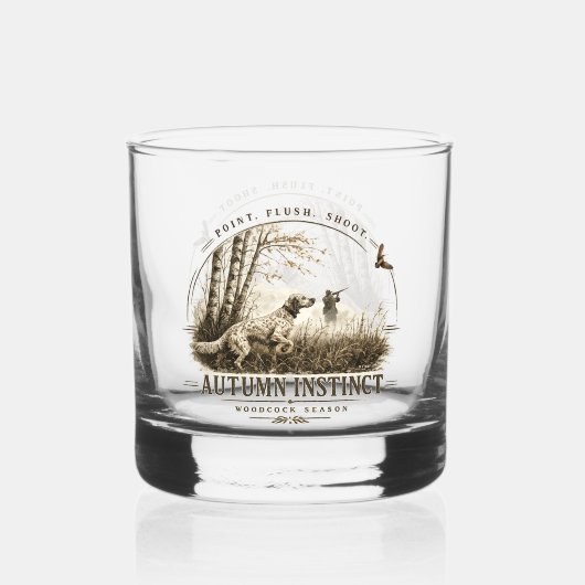 Engelse Setter, Houtsnip jagen Whisky Glas (Voorkant)