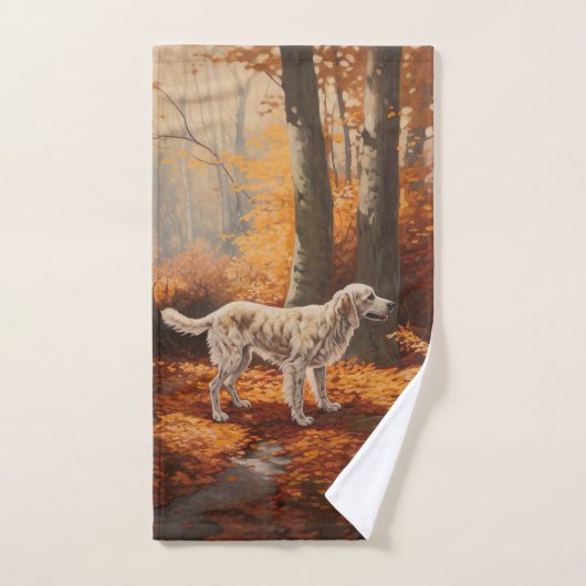 Engelse Setter in Autumn Leaves Herfst Inspire Bad Handdoek (Handdoek)