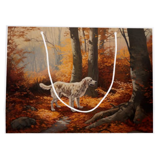 Engelse Setter in Autumn Leaves Herfst Inspire Groot Cadeauzakje (Achterkant)