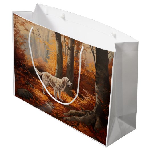 Engelse Setter in Autumn Leaves Herfst Inspire Groot Cadeauzakje (Achterkant Gekanteld)