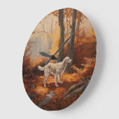 Engelse Setter in Autumn Leaves Herfst Inspire Grote Klok (Hoek)