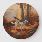 Engelse Setter in Autumn Leaves Herfst Inspire Grote Klok (Voorkant)