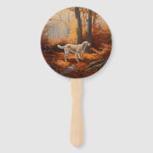 Engelse Setter in Autumn Leaves Herfst Inspire Handwaaier (Voorkant)