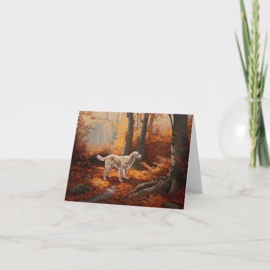 Engelse Setter in Autumn Leaves Herfst Inspire Kaart (Voorkant)
