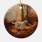 Engelse Setter in Autumn Leaves Herfst Inspire Keramisch Ornament (Achterkant)