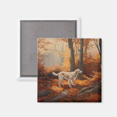 Engelse Setter in Autumn Leaves Herfst Inspire Magneet (Voorkant / Achterkant)