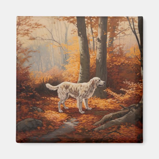 Engelse Setter in Autumn Leaves Herfst Inspire Magneet (Voorkant)