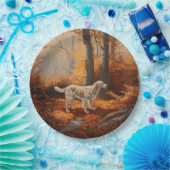 Engelse Setter in Autumn Leaves Herfst Inspire Papieren Bordje (Feest)