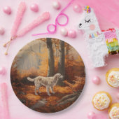Engelse Setter in Autumn Leaves Herfst Inspire Papieren Bordje (Feest)