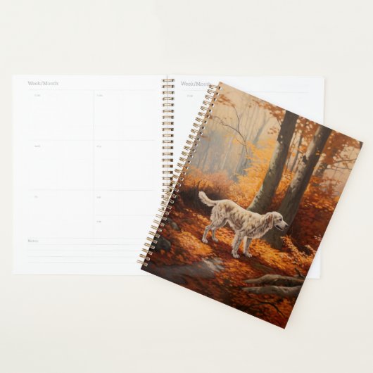 Engelse Setter in Autumn Leaves Herfst Inspire Planner (Display)