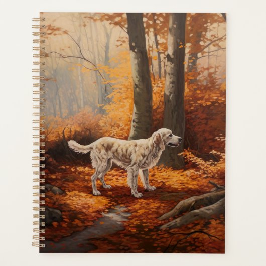 Engelse Setter in Autumn Leaves Herfst Inspire Planner (Voorkant)