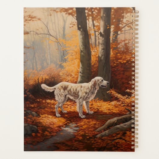 Engelse Setter in Autumn Leaves Herfst Inspire Planner (Achterkant)