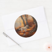 Engelse Setter in Autumn Leaves Herfst Inspire Ronde Sticker (Envelop)