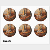Engelse Setter in Autumn Leaves Herfst Inspire Ronde Sticker (Vel)