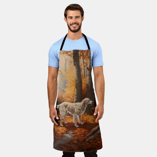 Engelse Setter in Autumn Leaves Herfst Inspire Schort (Gedragen)