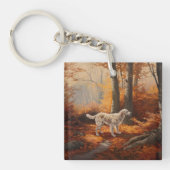 Engelse Setter in Autumn Leaves Herfst Inspire Sleutelhanger (Voorkant)