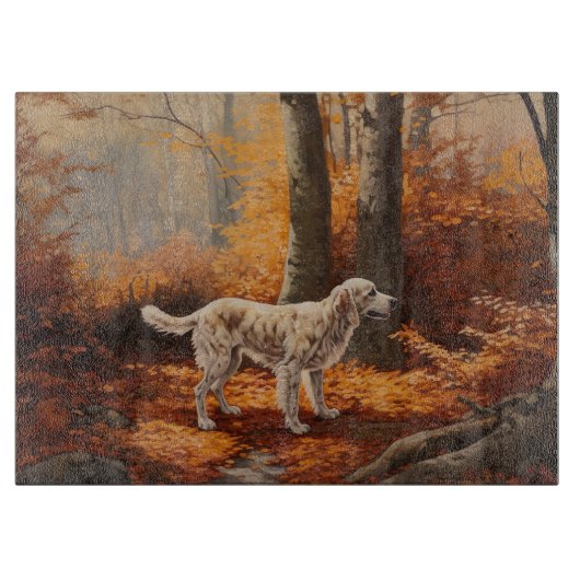 Engelse Setter in Autumn Leaves Herfst Inspire Snijplank (Voorkant)