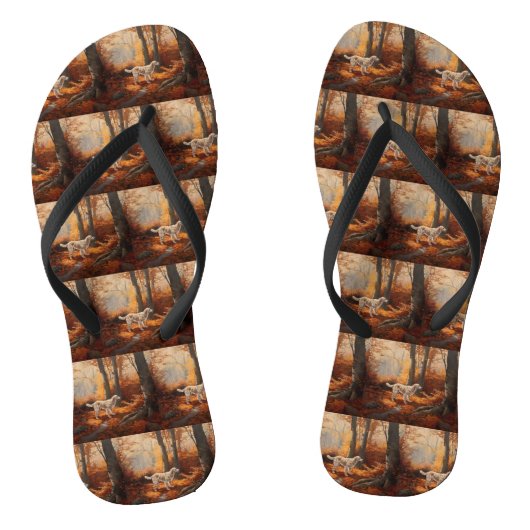 Engelse Setter in Autumn Leaves Herfst Inspire Teenslippers (Voetbed)