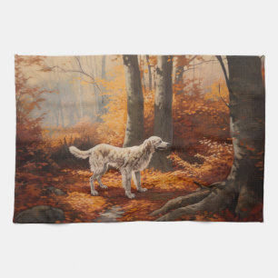 Engelse Setter in Autumn Leaves Herfst Inspire Theedoek