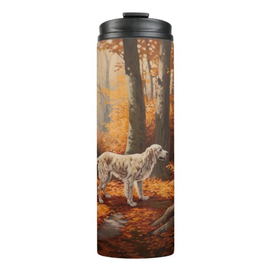 Engelse Setter in Autumn Leaves Herfst Inspire Thermosbeker (Voorkant)