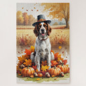 Engelse Setter in Autumn verlaat Thanksgiving Legpuzzel (Verticaal)