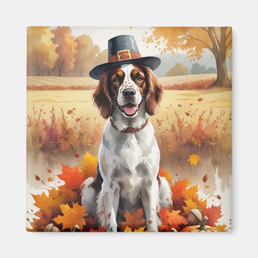 Engelse Setter in Autumn verlaat Thanksgiving Magneet (Voorkant)