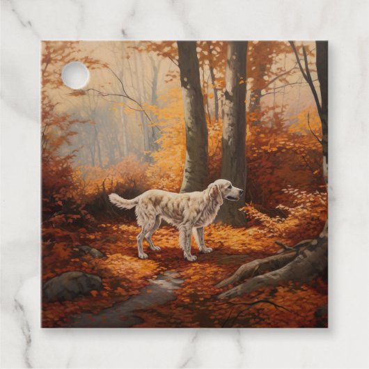 Engelse Setter in de herfstbladeren vallen inspire Bedankjes Labels (Voorkant)