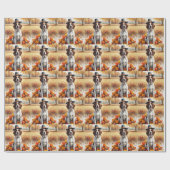 Engelse Setter In Herfstbladeren Thanksgiving Kuns Cadeaupapier (Vlak)