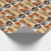 Engelse Setter In Herfstbladeren Thanksgiving Kuns Cadeaupapier (Hoek)