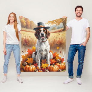 Engelse Setter in herfstbladeren Thanksgiving Kuns Fleece Deken
