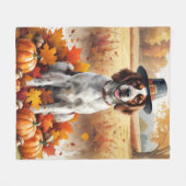 Engelse Setter in herfstbladeren Thanksgiving Kuns Fleece Deken (Voorkant (Horizontaal))