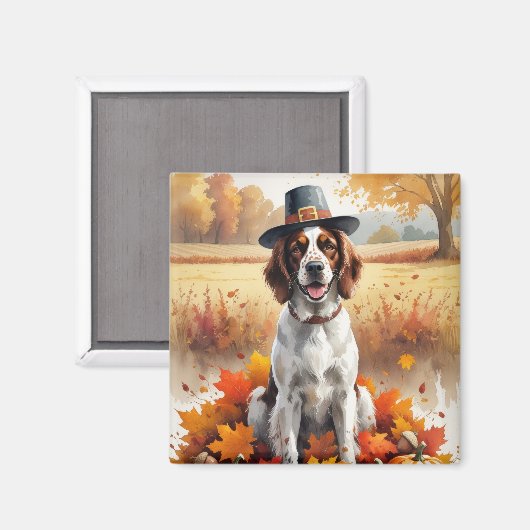 Engelse Setter in herfstbladeren Thanksgiving Kuns Magneet (Voorkant / Achterkant)