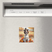 Engelse Setter in herfstbladeren Thanksgiving Kuns Magneet (Insitu (Vaatwasser))