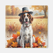 Engelse Setter in herfstbladeren Thanksgiving Kuns Magneet (Voorkant)