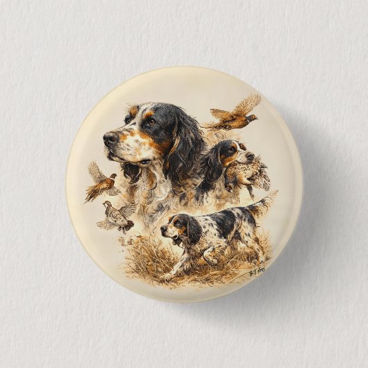 Engelse Setter, jacht kunst Ronde Button 3,2 Cm (Voorkant)