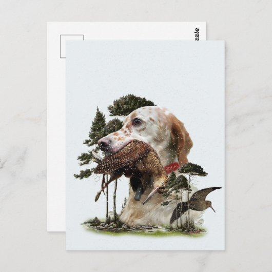 Engelse Setter, jacht op houtsnippers Briefkaart (Voorkant / Achterkant)