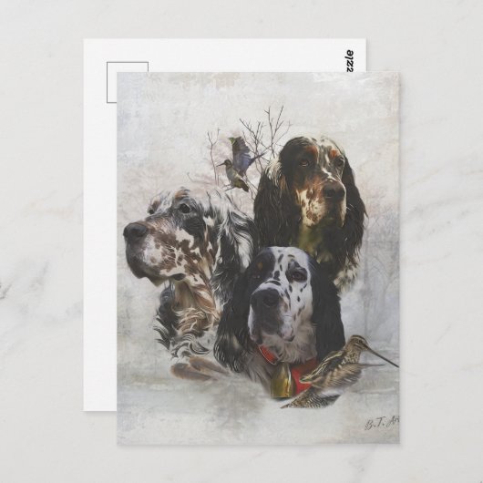 Engelse Setter, jacht op houtsnippers Briefkaart (Voorkant / Achterkant)