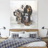 Engelse Setter, jacht op houtsnippers Canvas Afdruk (Insitu (Slaapkamer))