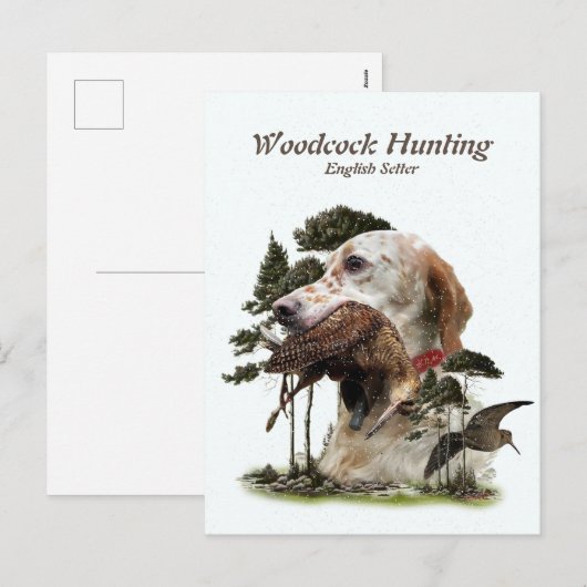 Engelse Setter, jacht op houtsnippers Feestdagenkaart (Voorkant / Achterkant)