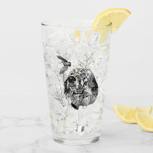 Engelse Setter, jacht op houtsnippers Glas (Achterkant ijs)