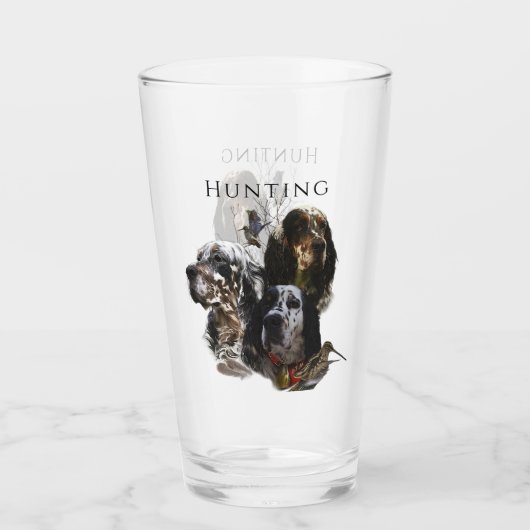 Engelse Setter, jacht op houtsnippers Glas (Voorkant)