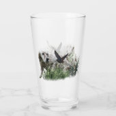 Engelse Setter, jacht op houtsnippers Glas (Achterkant)