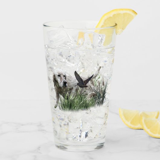 Engelse Setter, jacht op houtsnippers Glas (Achterkant ijs)