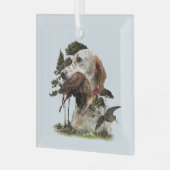Engelse Setter, jacht op houtsnippers Glas Ornament (Voorkant links)