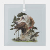 Engelse Setter, jacht op houtsnippers Glas Ornament (Voorkant)