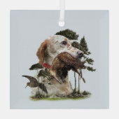 Engelse Setter, jacht op houtsnippers Glas Ornament (Achterkant)