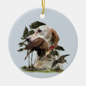 Engelse Setter, jacht op houtsnippers Keramisch Ornament (Voorkant)