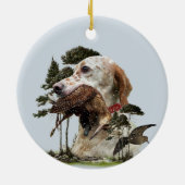 Engelse Setter, jacht op houtsnippers Keramisch Ornament (Achterkant)