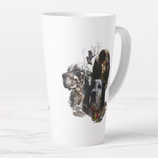 Engelse Setter, jacht op houtsnippers Latte Mok (Rechterhoek)